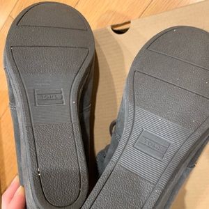 TOMS Grey Suede Desert Wedge Booties, size 8.5